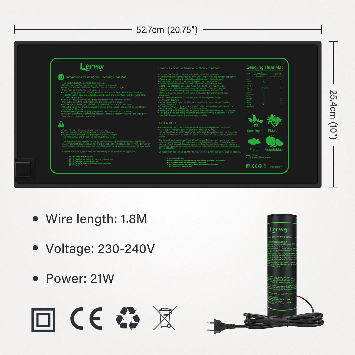 LERWAY 21 W Sämlings-Heizmatte – Seedling Heat Pad Bewertung und Preis